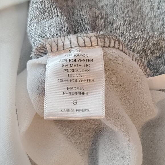 New York & Co metallic silver lightweight split back layered sweater - small - Picture 6 of 6